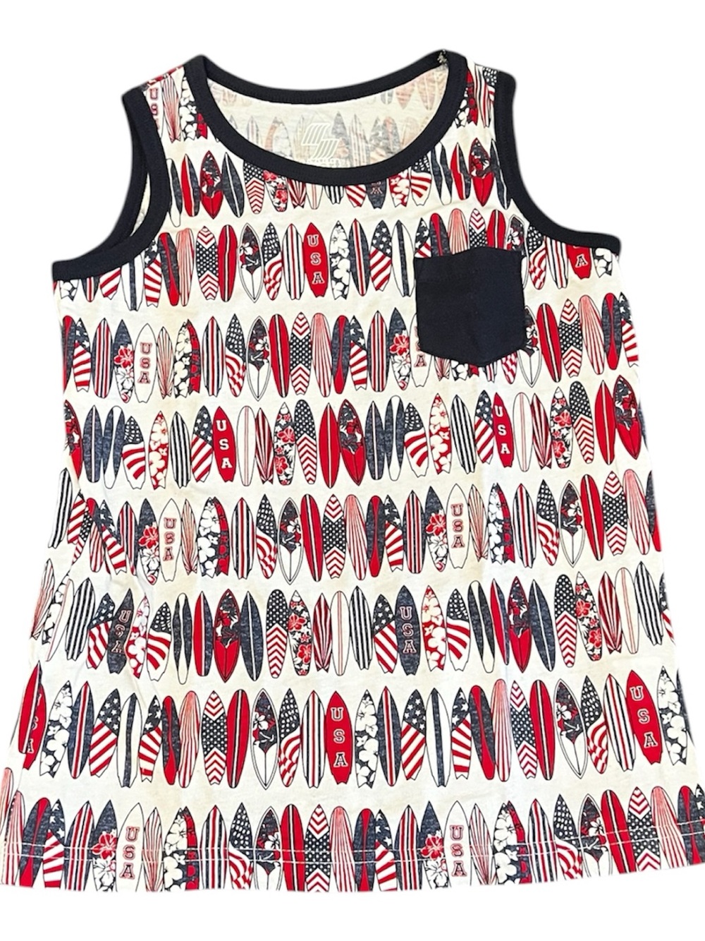 The Children's Place Red White Navy Surfboard Pocket Tank